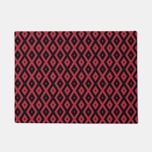 Paillasson Motif en diamant rouge et noir