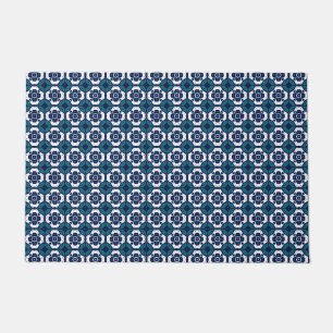 Paillasson Motif en mosaïque bleu et blanc cool