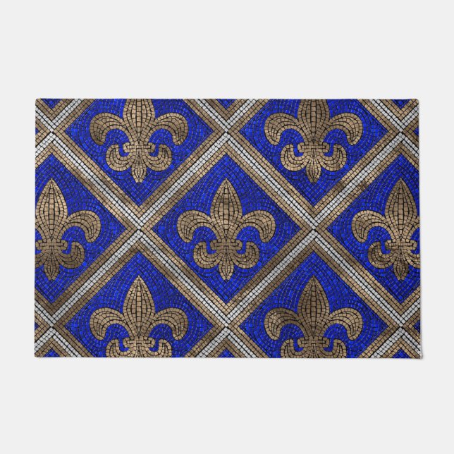 Paillasson motif en mosaïque de fleur de lis (Devant)