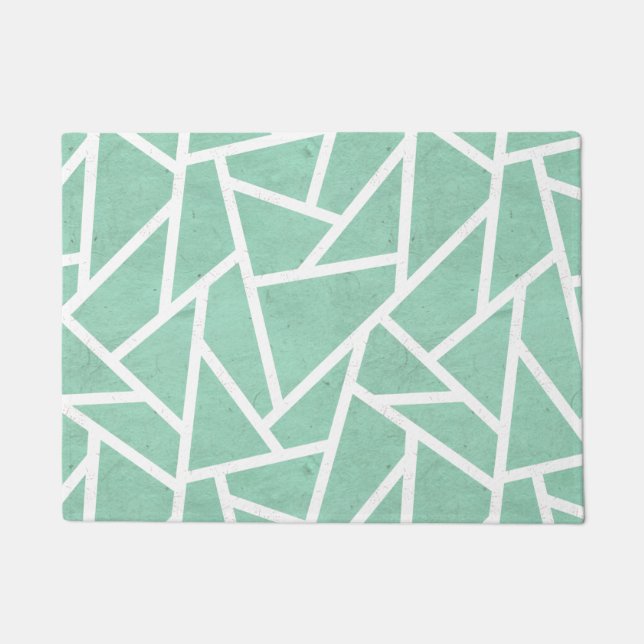 Paillasson Motif en mosaïque verte et blanche (Devant)