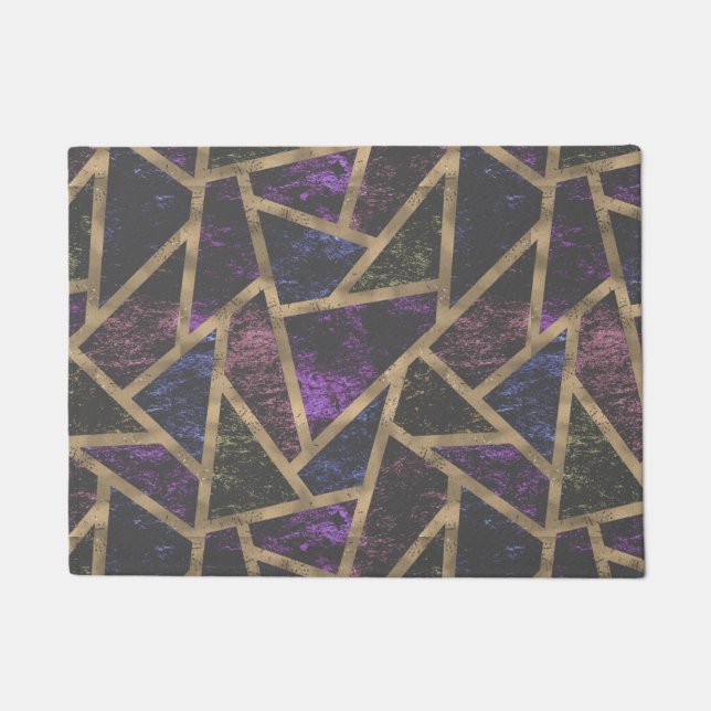 Paillasson Motif en mosaïque violet et or (Devant)