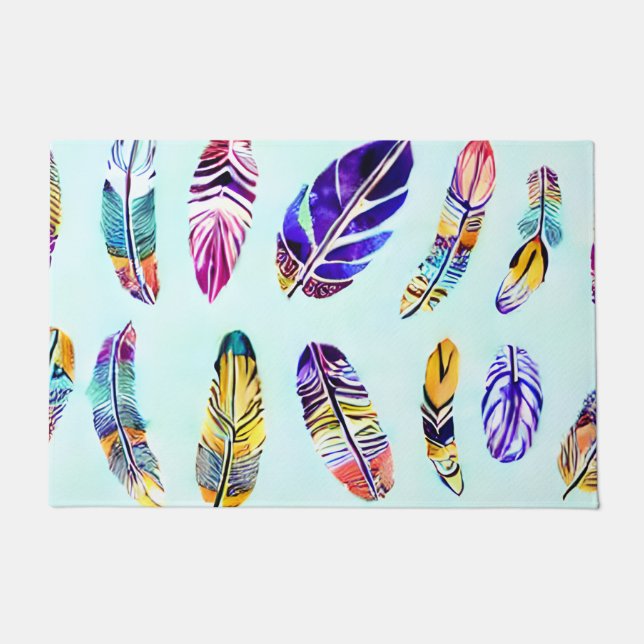 Paillasson Motif en plumes colorées (Devant)