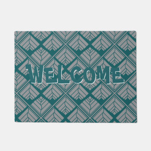 Paillasson Motif feuille carré Turquoise neutre