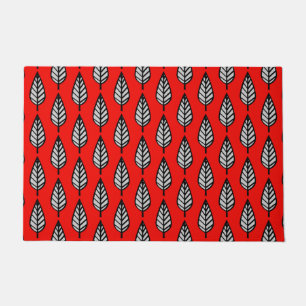 Paillasson Motif feuille de hêtre, rouge, noir et gris / gris