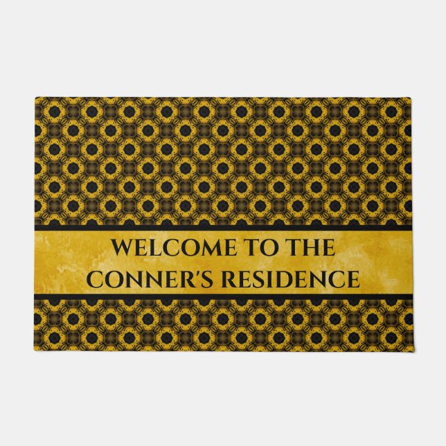 Paillasson Motif Fleurs Jaunes et Noires (Devant)