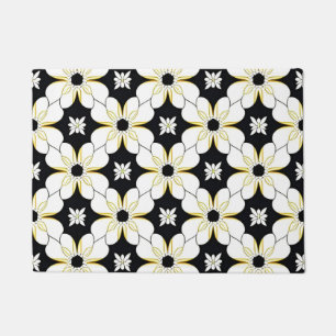 Paillasson Motif floral avec fleur blanche et jaune