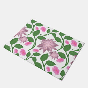 Paillasson Motif floral rose avec feuilles vertes