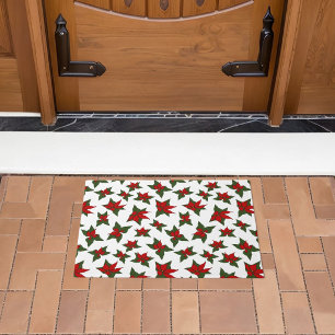 Paillasson Motif floral rouge de poinsettia de Noël
