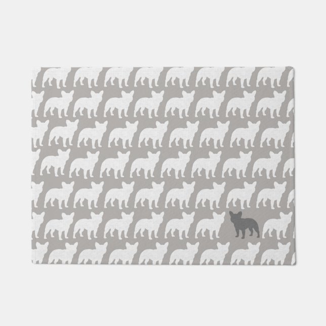 Paillasson Motif français des silhouettes de Bulldog | Fun Fr (Devant)