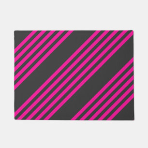 Paillasson Motif Fuchsia et charbon de bois cinq bandes