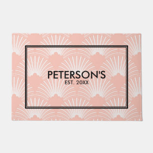 Paillasson Motif géométrique art déco rouge corail