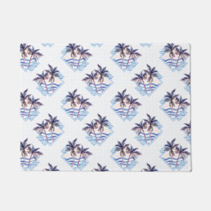 Paillasson Motif géométrique pourpre de palmier d'aquarelle