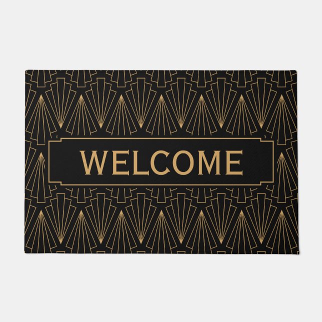 Paillasson Motif Gold et Black Art Déco (Devant)