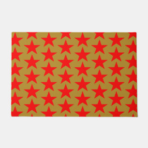 Paillasson Motif Golden Et Red Star