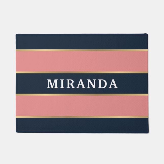 Paillasson Motif Gras Rose Bleu Gold (Devant)