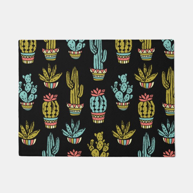 Paillasson Motif grunge foncé de cactus (Devant)