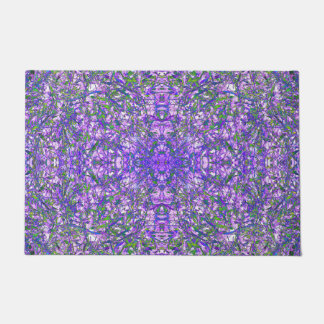 Paillasson Motif Kaleidoscope Abstrait en vert et violet