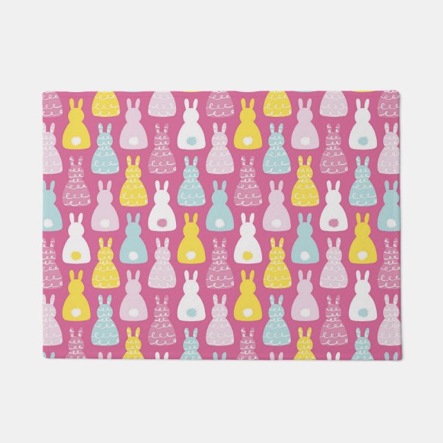 Paillasson Motif lapin lapin de Pâques rose mignon (Devant)