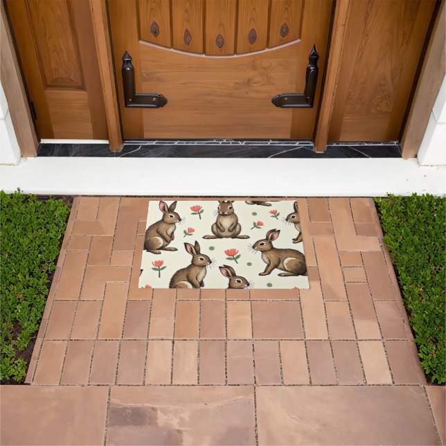 Paillasson motif lapin vintage (De plein air)