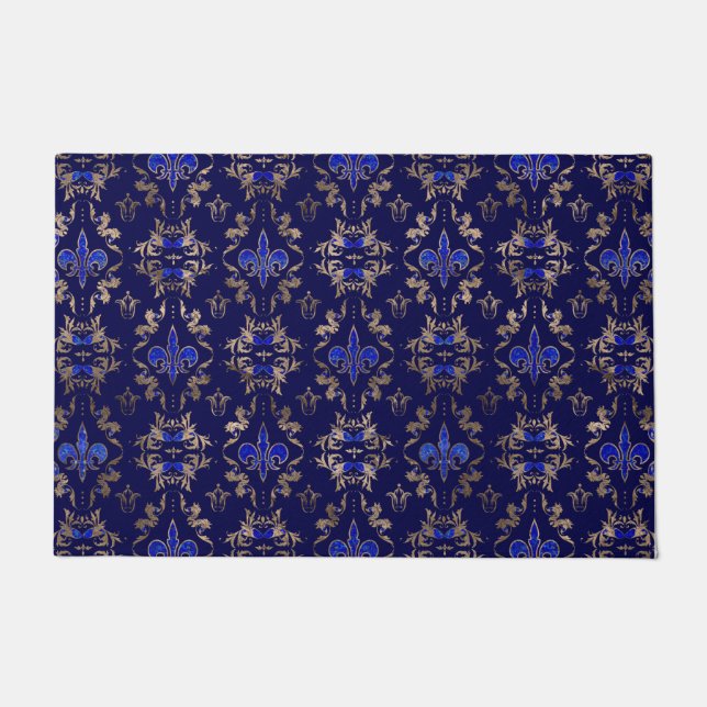 Paillasson motif lapis lazuli et or (Devant)