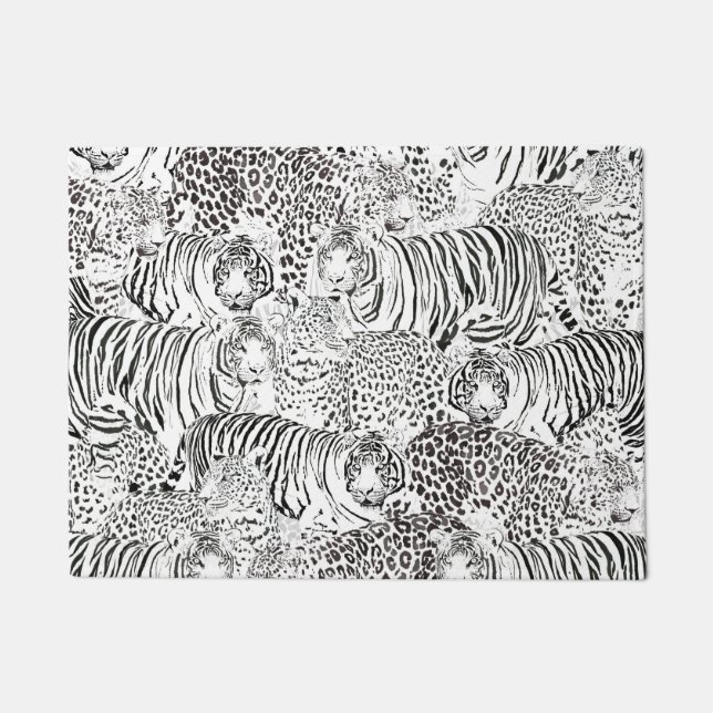 Paillasson Motif Léopard Noir Tigre Animaux (Devant)