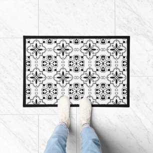 Paillasson Motif méditerranéen élégant noir et blanc