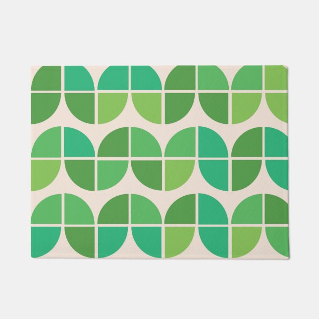 Paillasson Motif moderne du milieu du siècle avec vert géomét (Devant)