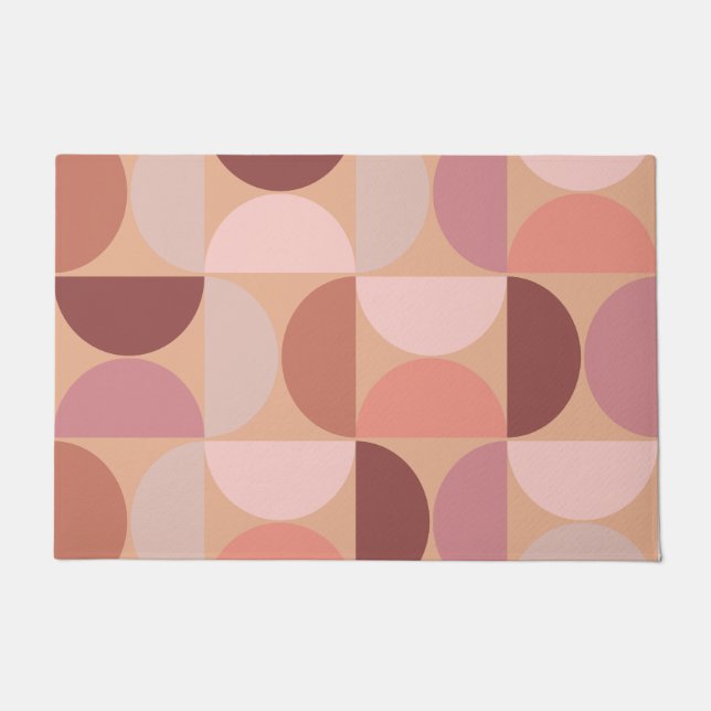 Paillasson Motif moderne du milieu du siècle Peach Fuzz (Devant)