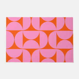 Paillasson Motif Moderne Du Milieu Du Siècle Préppant Rose Et