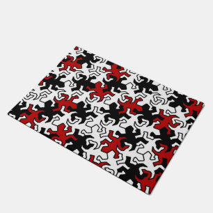 Paillasson Motif Mosaic Geckos - rouge noir blanc