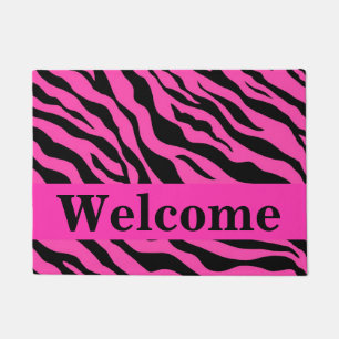 Paillasson Motif noir blanc rose chaud Zebra Peau Accueil