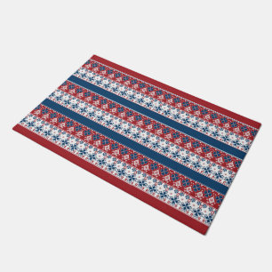 Paillasson Motif norvégien rayé bleu rouge