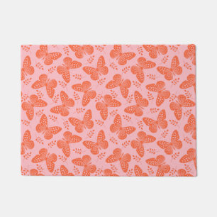 Paillasson Motif papillon orange sur arrière - plan rose