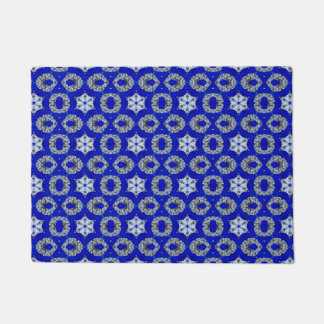 Paillasson motif psychédélique bleu et argent