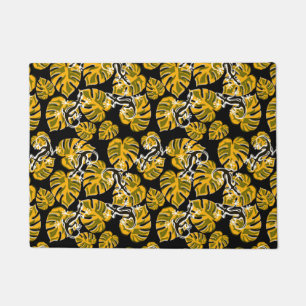 Paillasson Motif Répétitif de Salamandre et Feuille Jaune