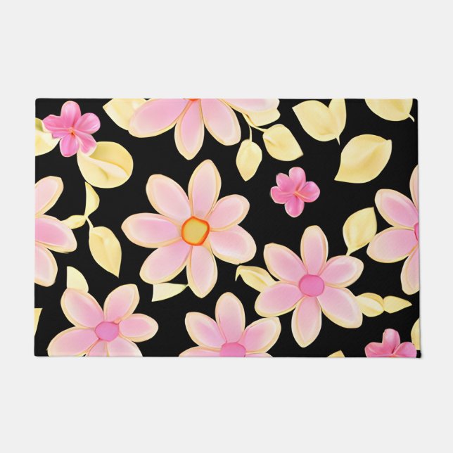 Paillasson Motif rose et noir (Devant)
