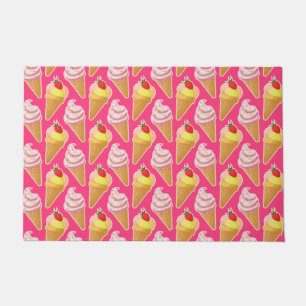 Paillasson Motif rose Kawaii avec crème glacée aux fraises