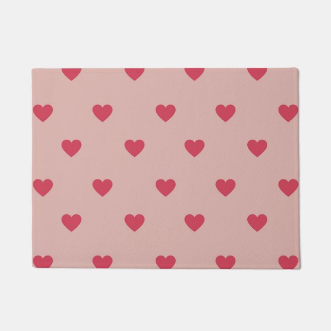 Paillasson Motif rose Retro Coeur Y2K avec Arrière - plan ros (Devant)