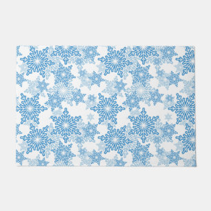 Paillasson Motif sans couture blanc et bleu