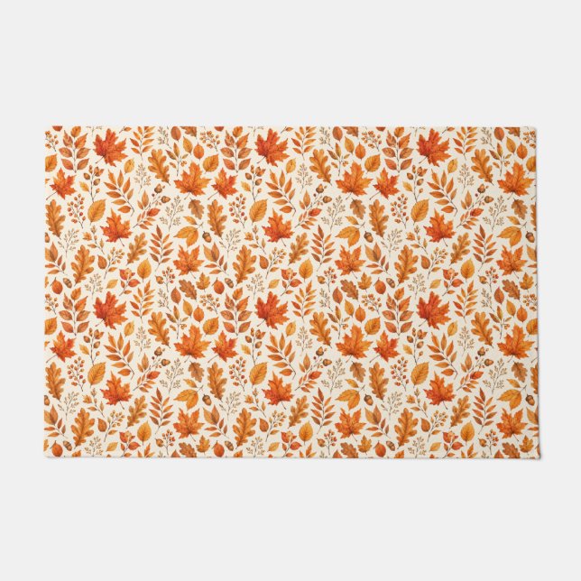 Paillasson Motif sans couture de feuilles d'automne chaudes (Devant)