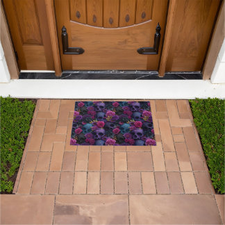 Paillasson Motif sans fin de crâne floral gothique sombre