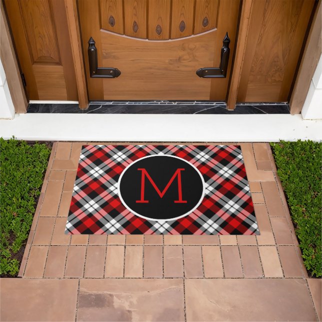 Paillasson Motif Tartan blanc noir blanc personnalisé (De plein air)