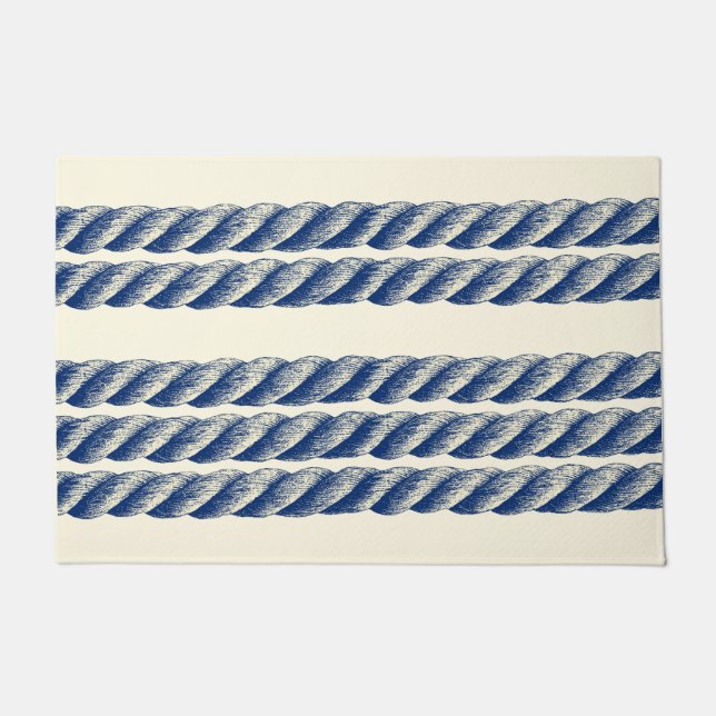 Paillasson Motif tordu nautique de rayures de corde de sisal (Devant)