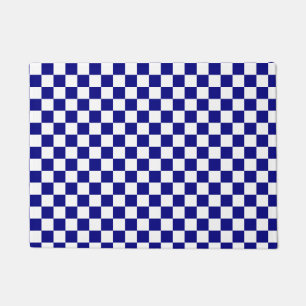 Paillasson Motif traditionnel en damier bleu et blanc