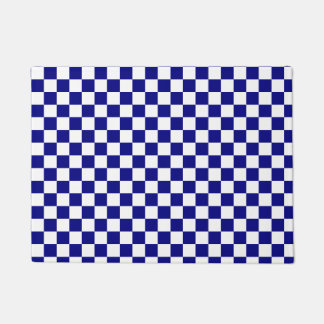 Paillasson Motif traditionnel en damier bleu et blanc