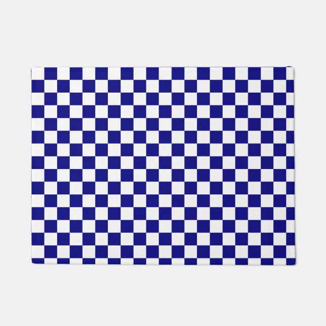 Paillasson Motif traditionnel en damier bleu et blanc (Devant)