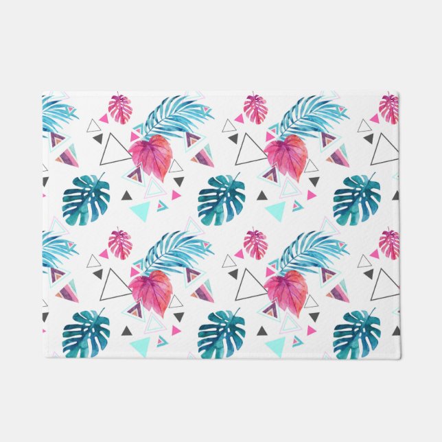 Paillasson Motif triangulaire de feuilles tropicales (Devant)