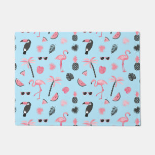 Paillasson Motif tropical d'été rose et bleu