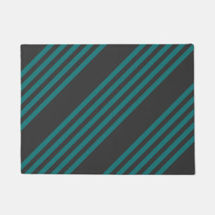 Paillasson motif turquoise et charbon de bois à cinq bandes