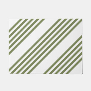 Paillasson Motif vert olive et blanc cinq bandes